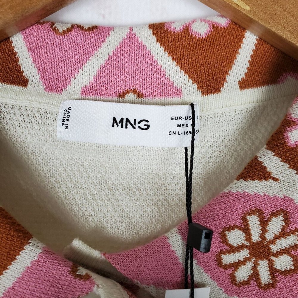 NWOT Mango Womens Knit floral polo Sweater M - Picture 4 of 12